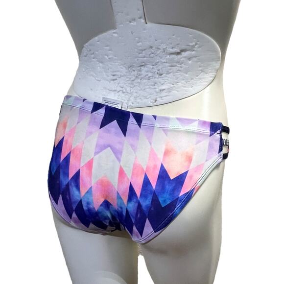 DOLFIN XS Geometric Print Bikini Bottom Pink Navy Blue Striped Swimwear Athletic - Picture 16 of 16